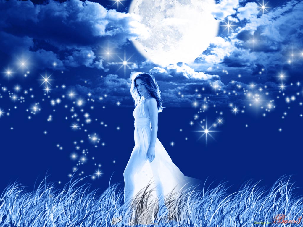blue moon and woman
